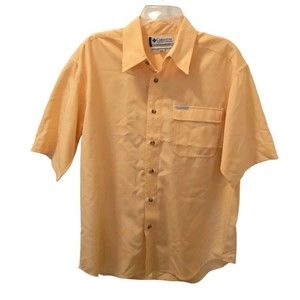 Columbia GRT Mens Short Sleeve Yellow Plaid Button Down Medium  Camp Style EUC